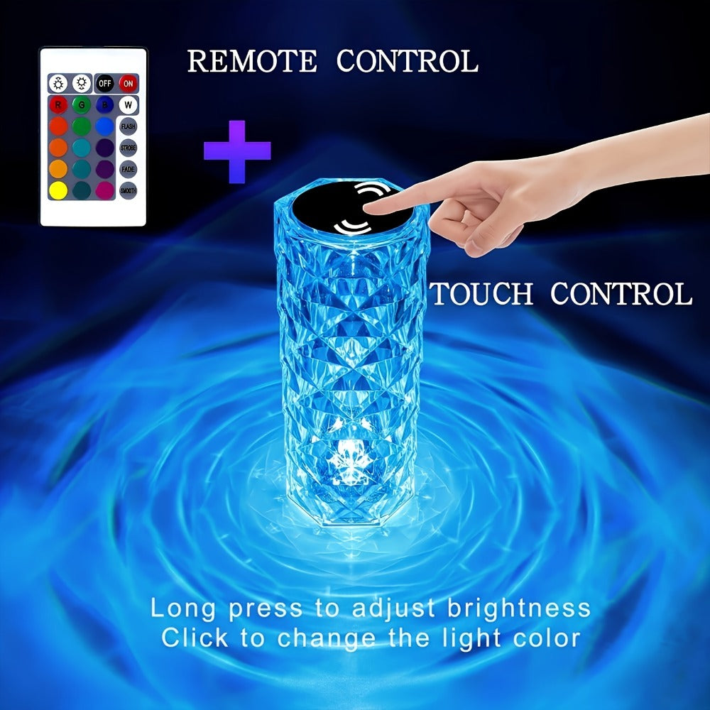 RGB Diamond Crystal Table Lamp Touch & Remote Control, 16 Colors 10 Brightness 4 Modes Dimmable LED Night Light, Aesthetic Mood Ambient Lighting for Bedroom Bedside Gaming Room Dec - product image 2
