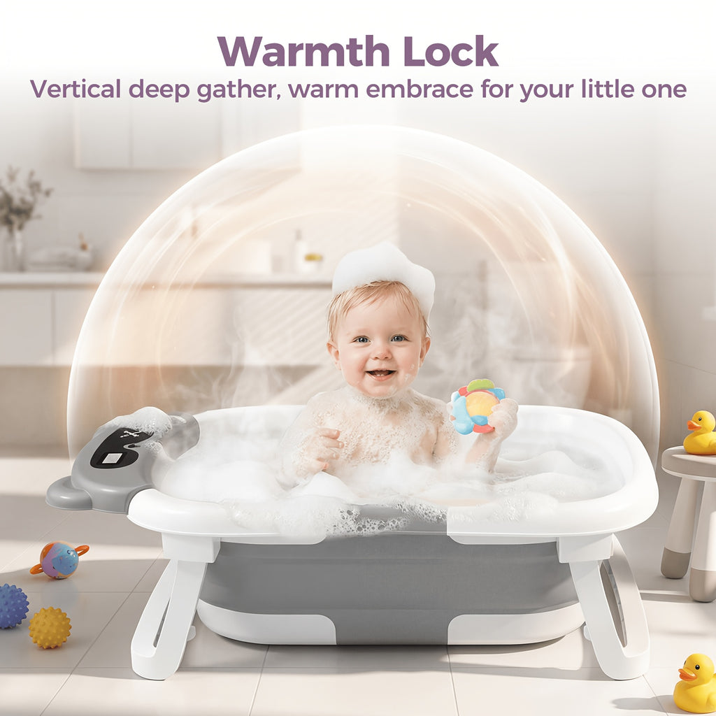 Foldable Bathtub, Foldable Baby Bathtub With Soft Cushion and Thermometer, Non-slip, Portable Travel Bathtub, Includes Soft Floatation Cushion, Durable and - product image 7