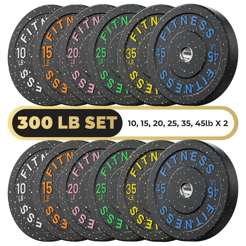 Bumper Plates Colored Rubber Weight Plates | 2-Inch Olympic Barbell Plates for Weightlifting & Strength Training, High Bounce Floor Protection, Low Odor - product image
