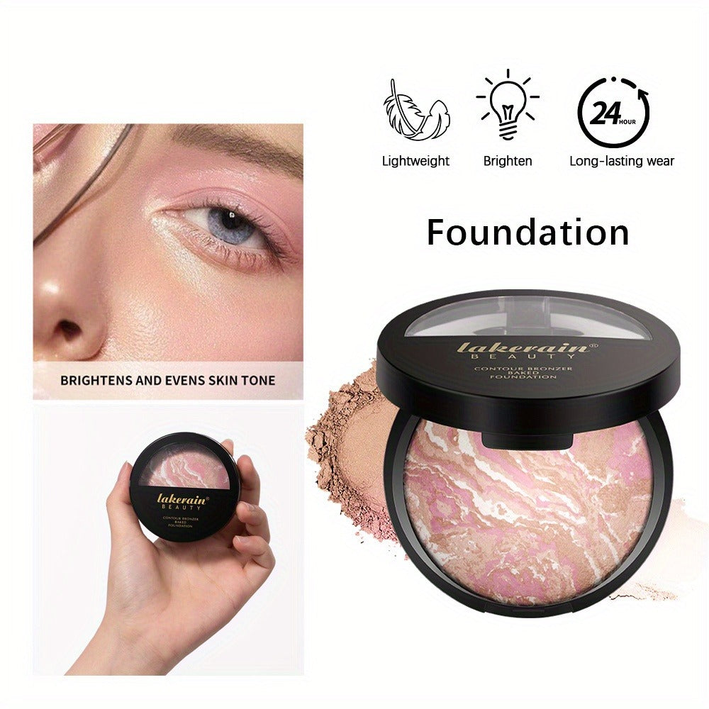 Marble Baked Contour Palette Set 2-Piece Kit with Color Correcting Foundation Powder & Multipurpose Bronzer - Buildable Airbrushed Satin Finish for Tan Medium Skin, Face Sculpting  - product image 2