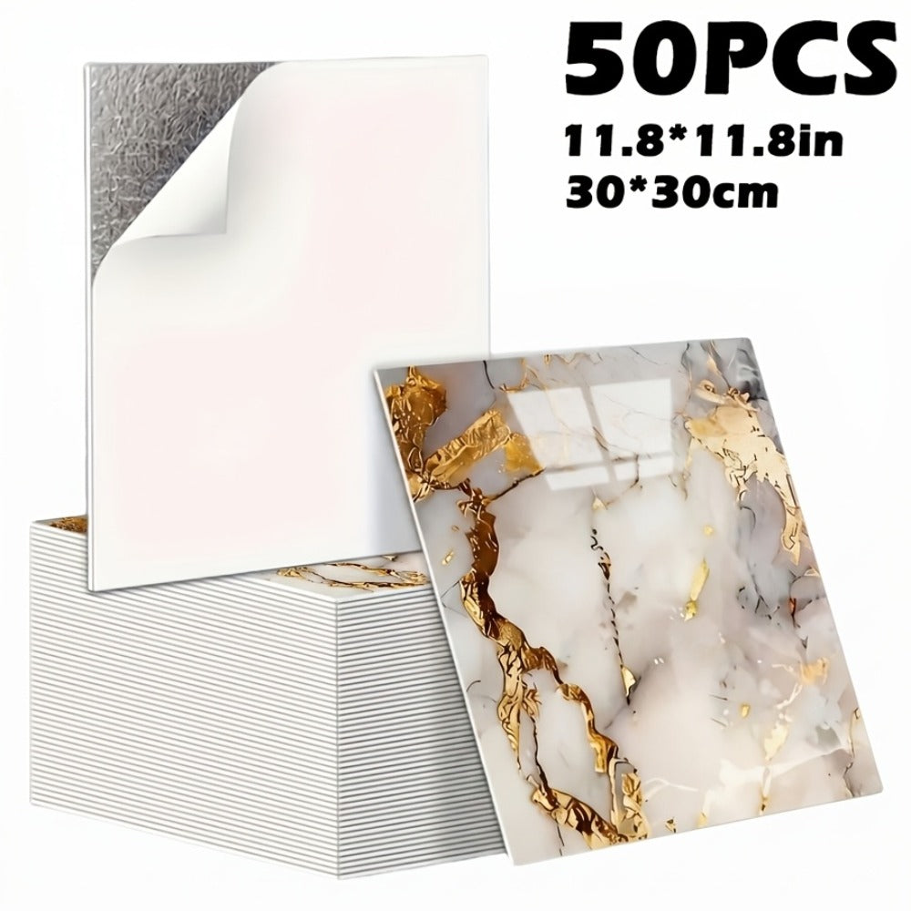 Peel and Stick Wall Tiles 50/100pcs - Waterproof PVC Marble Self-Adhesive Vinyl Panels for Bathroom Shower Kitchen Living Room TV Backdrop, Modern Wall Decor Easy Installation No G - product image 5