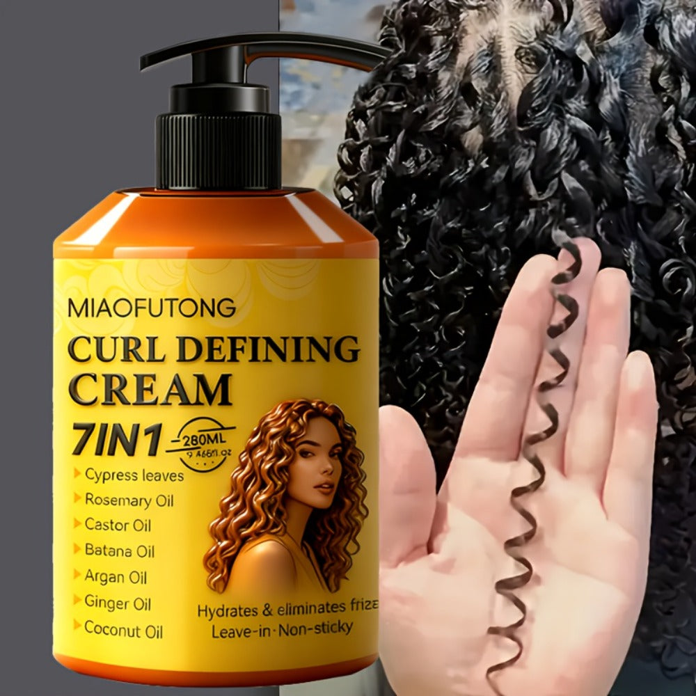 7-in-1 Botanical Curl Cream 280ml – Deep Moisture Curl Defining Cream with Argan, Rosemary, Castor & Coconut Oil, Anti-Frizz Long-Lasting Volume for Wavy Curly Coily Hair - product image 3