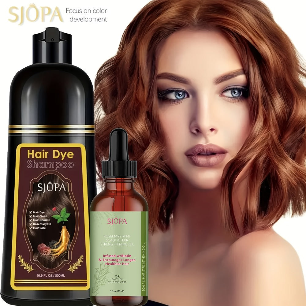 Hair Dye Kit 3-in-1 Color Shampoo with Rosemary Oil 500ml - Natural Safe No Ammonia Quick Coloring Gray Coverage Gentle on Skin Unisex Black Brown Red Purple Silver 12 Shades - product image 7