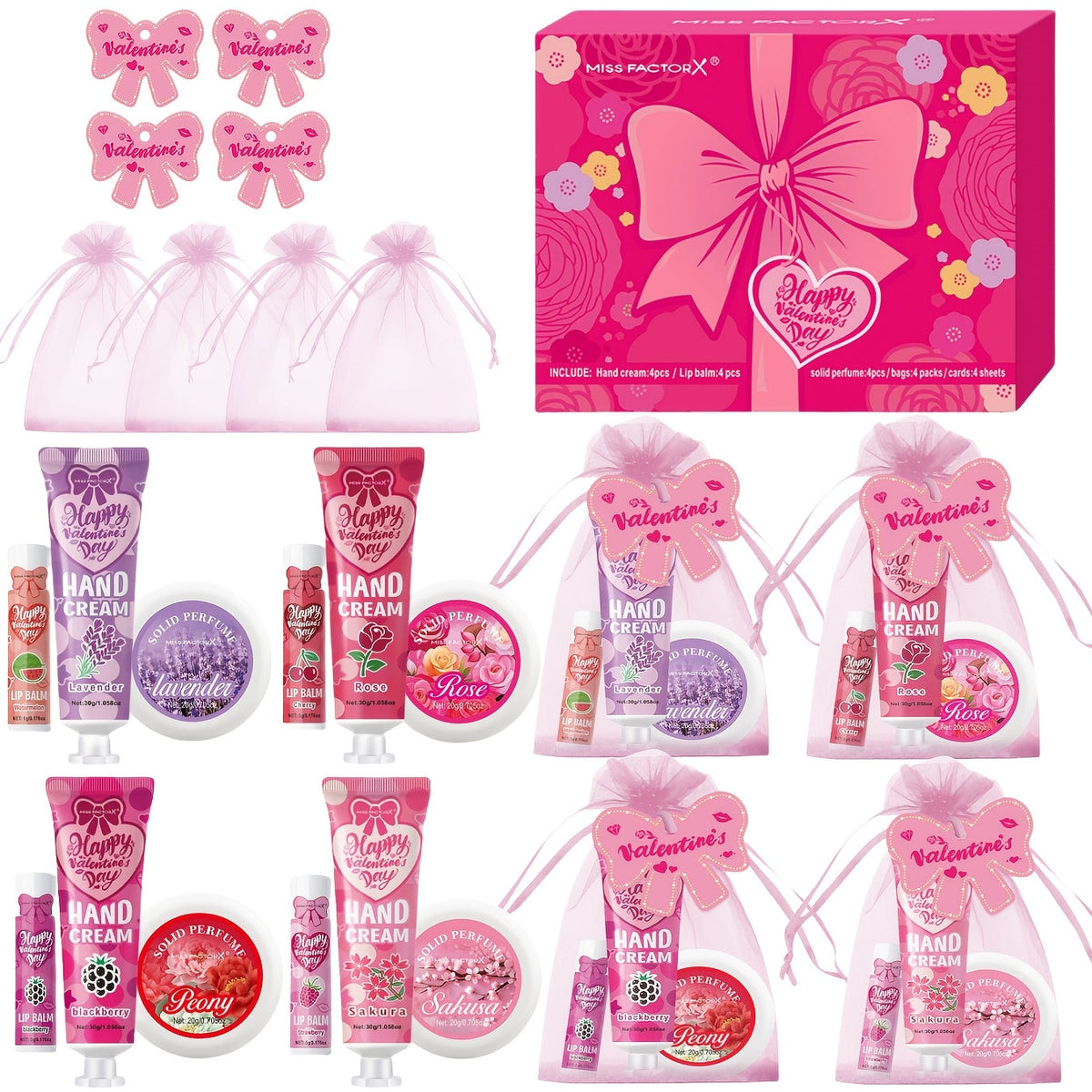 20pcs Beauty Gift Set Lip Balm Hand Cream Solid Perfume Pink Gift Bag Glossy Finish All Skin Types Holiday Party Mother's Day Wedding Bridesmaid Favors - product image 17