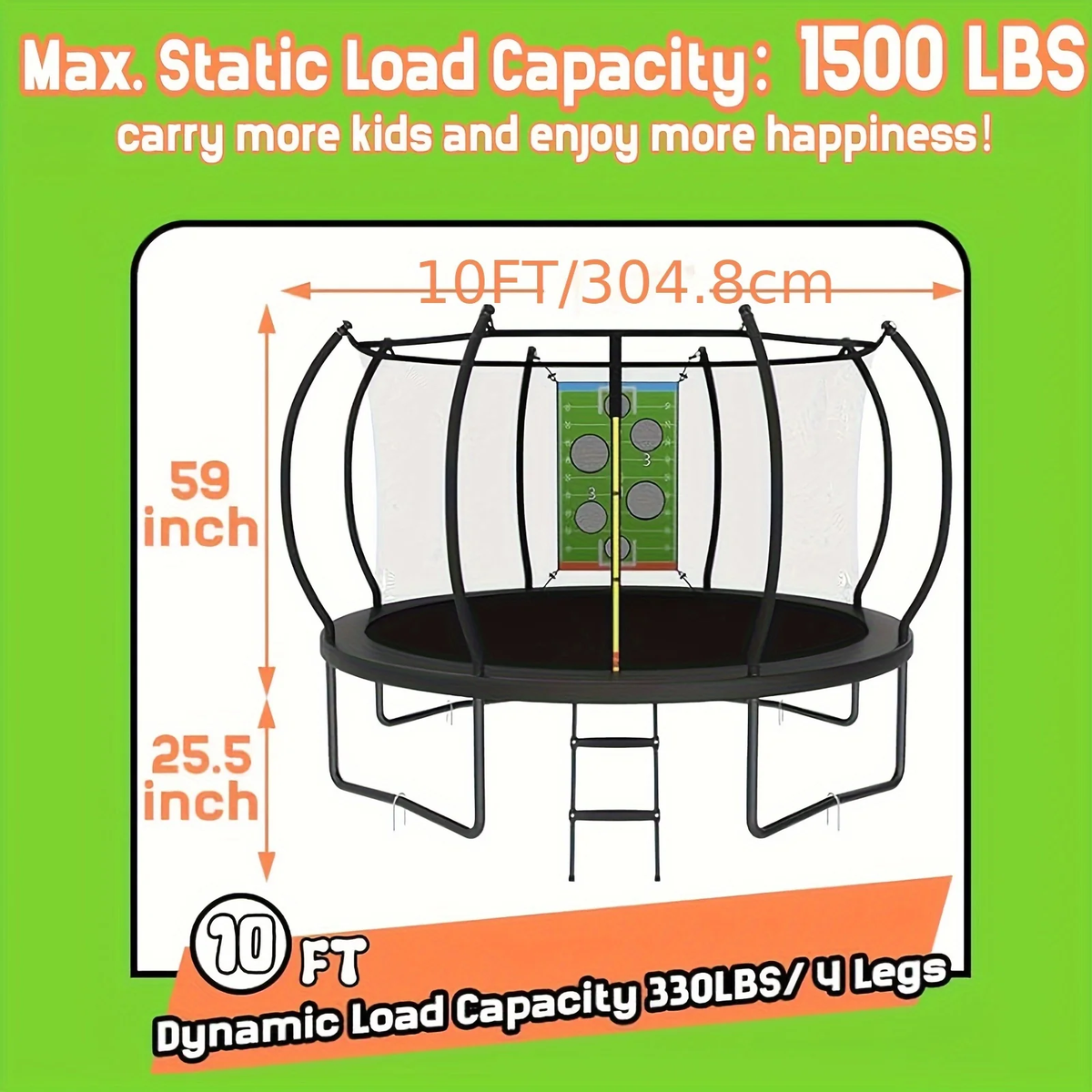 Outdoor Trampoline with Safety Enclosure Net Football Toss Game 8 10 12 14FT Round Backyard Trampoline for Kids Adults Indoor Outdoor Party Play - product image 6