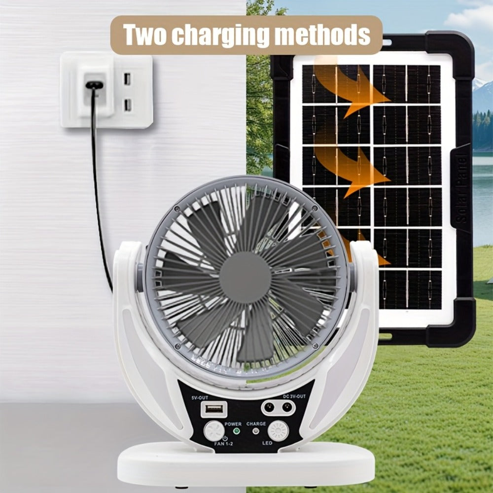 Solar Fan Portable Camping Fan with Solar Panel and USB Charging Adjustable Speed and Angle Phone Charging Function Emergency Power Outage Outdoor Travel Fan - product image 3
