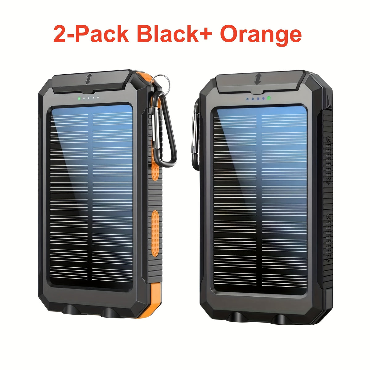 2pcs Solar Charger 20000Mah, 40000Mah, Portable Dual USB Output Solar Charging Panel, Fast Charging External Battery Pack, Built-In LED Flashlight Emergency Model for Hiking. (Pack of 2)
