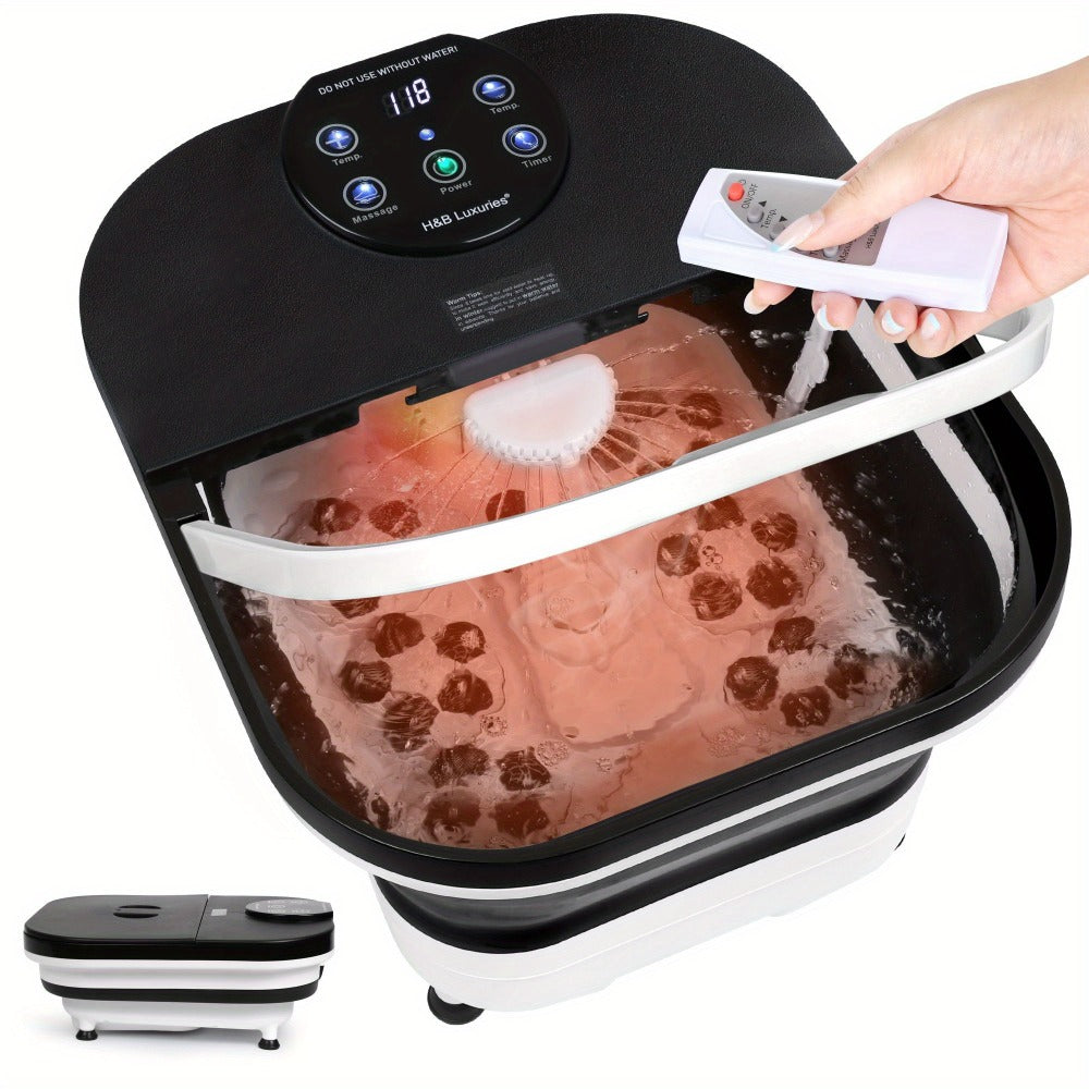 Foldable Foot Spa Bath with 20 Massage Rollers – Touchscreen Temperature Display, Remote Control & Shower Sprayer | Space-Saving Electric Foot Soak Tub for Home Relaxation, Heartfe - product image