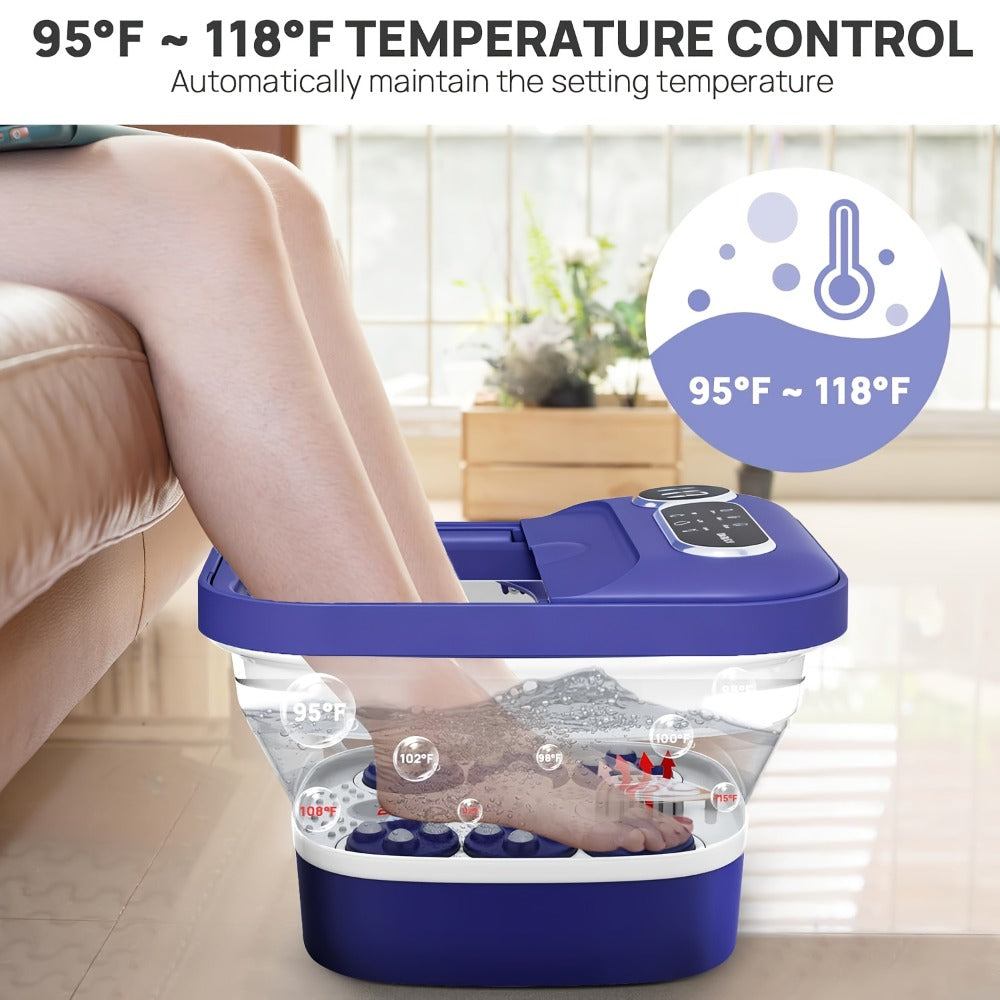 Foot Spa Massager Collapsible with Heater & Temperature Control – Foot Bath with Bubbles, 6 Massage Rollers, Vibration, Red Light Therapy & Auto Massage for Home Foot Care, Black B - product image 25