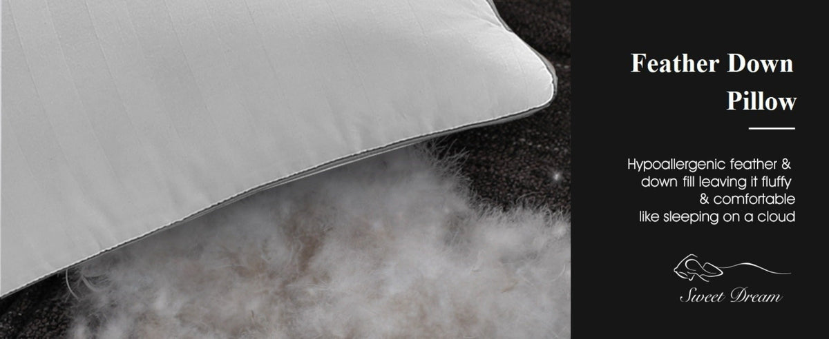 Hotel Collection Feather Down Bed Pillows Set of 2 – 500 Thread Count 100% Cotton, Soft Hypoallergenic Queen King Standard Size Back Side Sleeper Pillow 2 Pack - product image 11