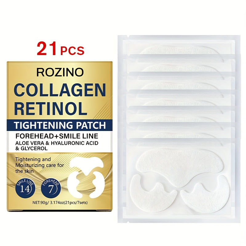 Anti-Wrinkle Face Patches 21pcs with Collagen Retinol Hyaluronic Acid & Aloe Vera — Forehead Smile Line Nasolabial Fold Overnight Skin Smoothing Treatment Kit - product image 10