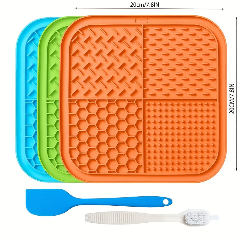 Slow Feeder Licking Pad for Anxiety Relief & Boredom, Peanut Butter Treat Mat, Distraction Tool for Bathing Grooming, Orange Green Blue | Lick Mat for Dogs - product image 2