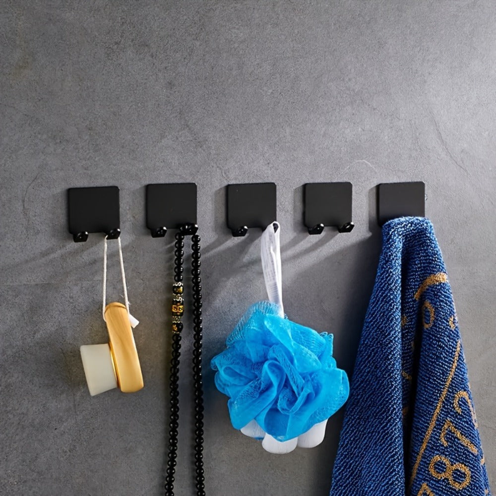 Wall Mounted Razor Holder 5pcs – Bathroom Razor Storage Hook for Men, No Drilling Non-Porous Adhesive Shaver Organizer for Shower Wall, Kitchen & Bathroom Accessories, Silver & Bla - product image