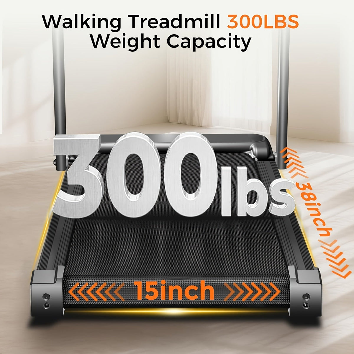 3.0HP Quiet Walking Pad for Home, 300LBS Capacity, Travel-friendly Under Desk Treadmill for Walking, Jogging & Running – Folding Treadmill 3-in-1 with 14% Auto - product image 5