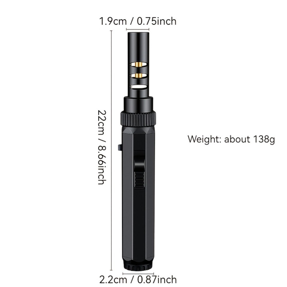 Windproof Jet Flame Torch Lighter with Safety Lock & Switch Lock, Large Adjustable Flame, Outdoor Torch for Campfire BBQ Baking Camping, Gas Not Included, Black Silver Blue - product image 4