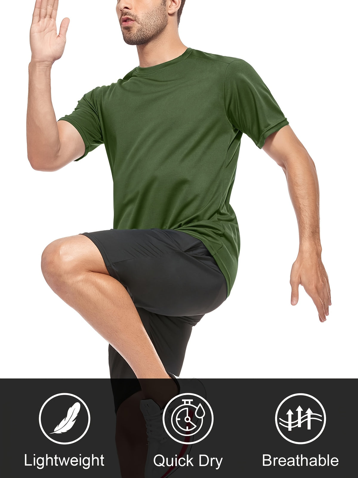 6 Pack Men's Quick Dry Workout Gym T Shirts, Short Sleeve Active Running Athletic Tee Tops - product image 3