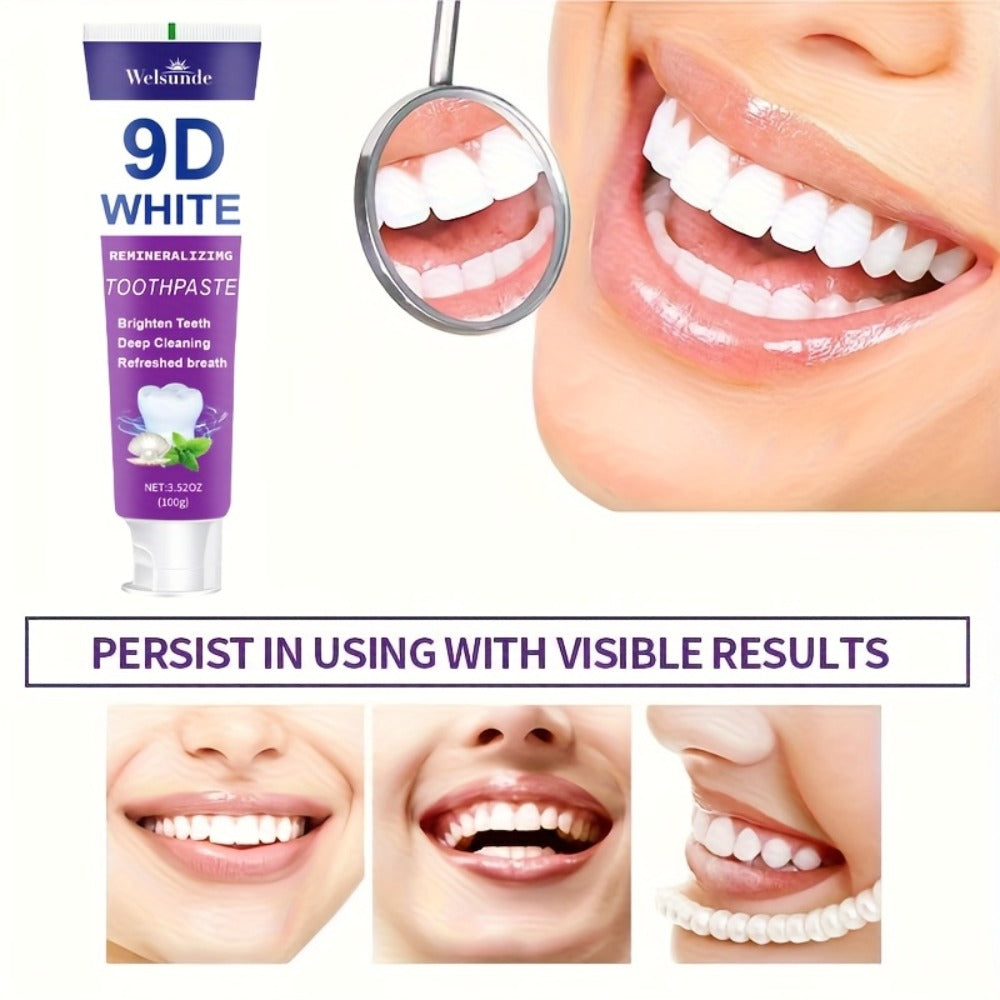 Purple Toothpaste 2pcs Hydroxyapatite Whitening Deep Cleaning European Formula Mint Flavor Fresh Breath Gentle on Gums Travel Size 100g Oral Care Gift for Women Men Sensitive Teeth - product image 8