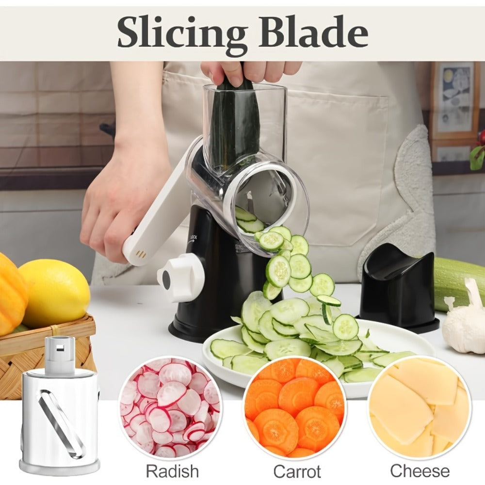 Rotary Cheese Grater with Hand Crank – 3 Interchangeable Blades for Cheese, Vegetables & Nuts, Non-Slip Suction Base, Includes Cleaning Brush – Manual Cheese Shredder for Kitchen ( - product image 12