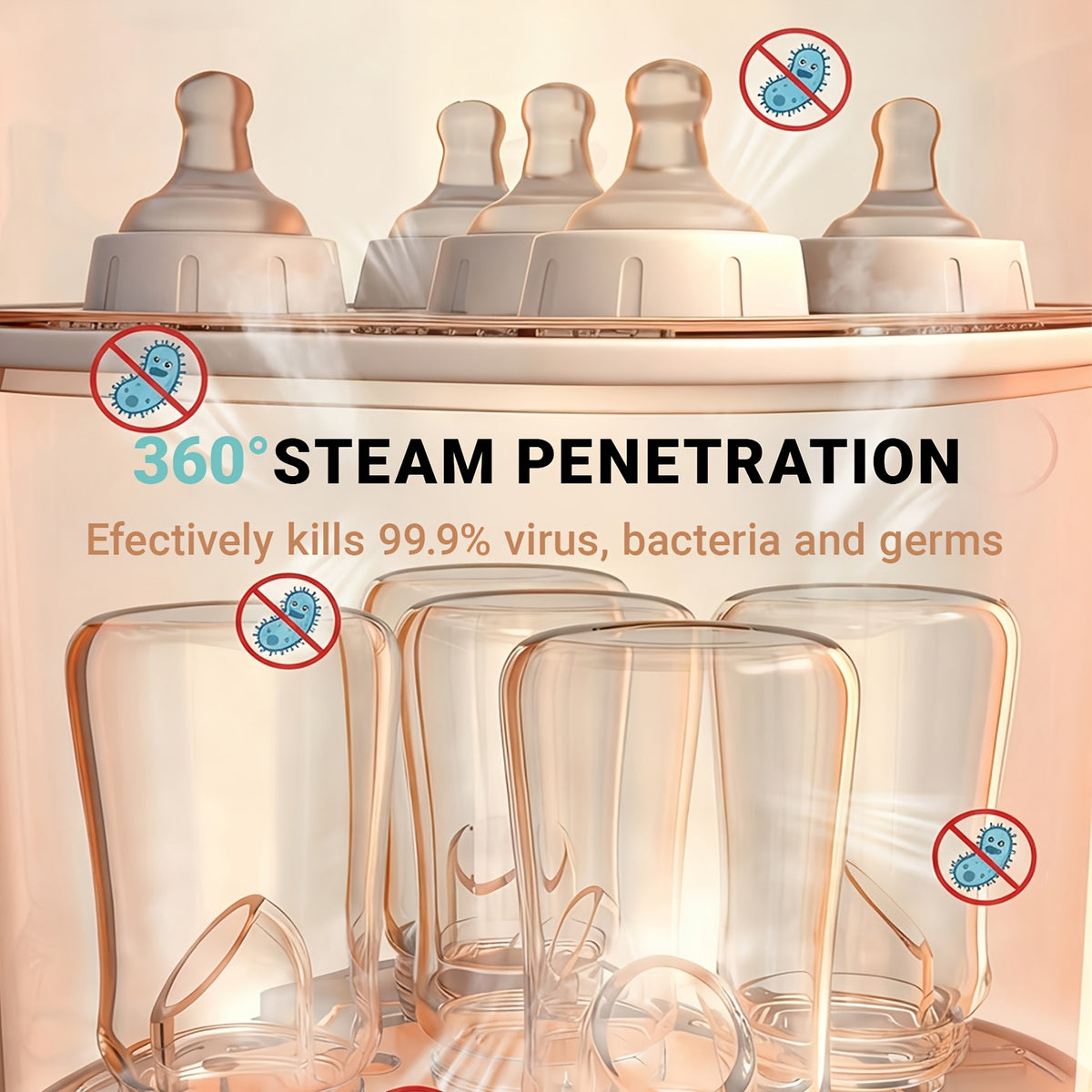 Bottle Sterilizer, Baby Bottle Sterilizer, Steam Sterilizer 99.9% Sterility, One-Button Operation Bpa-Free, Sterilizer for Baby Items, Newborn Baby Essentials - product image 2