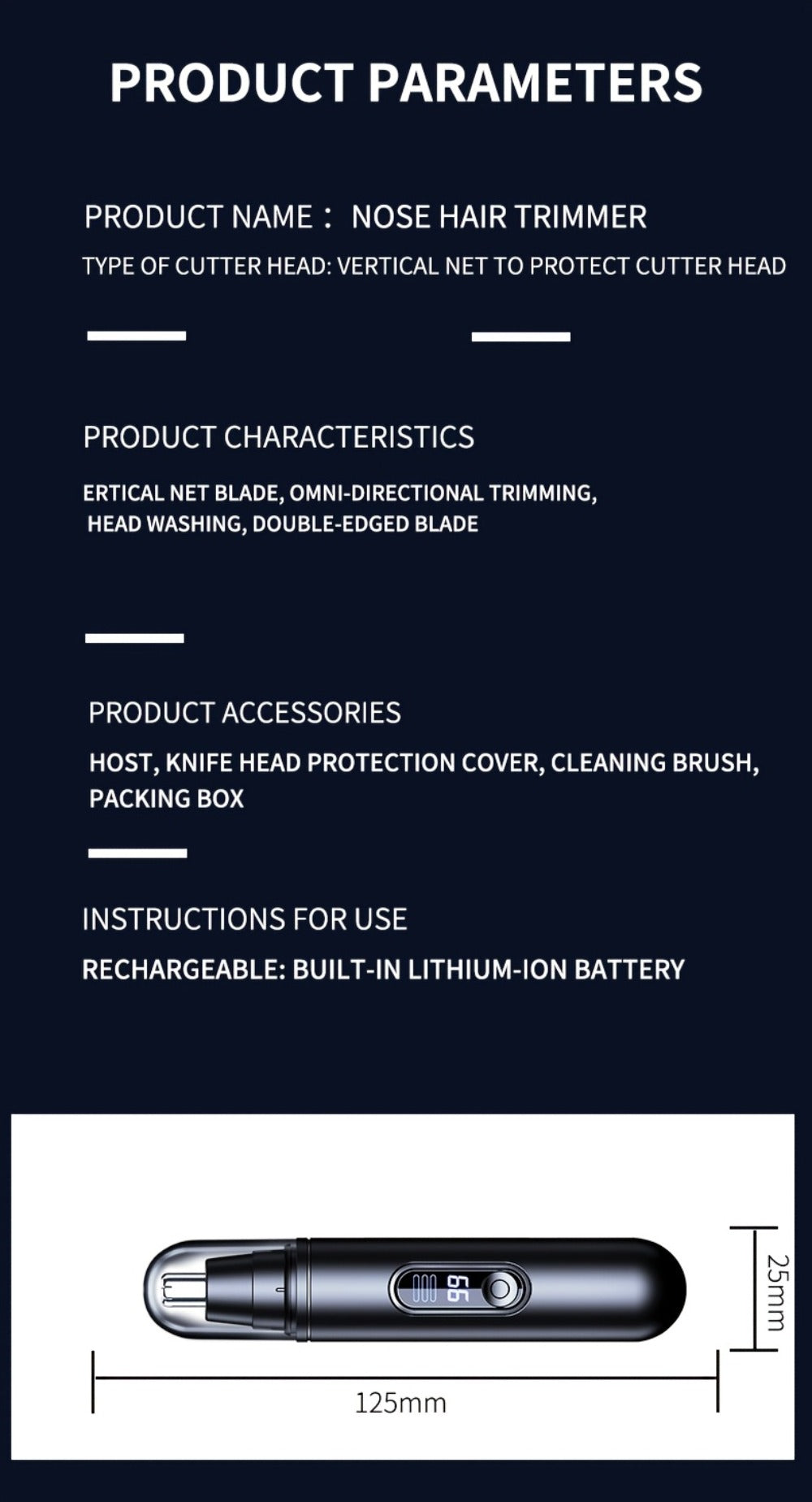 Electric Nose Trimmer with LED Display – USB Rechargeable Painless Facial Hair Removal Device for Men & Women, Nose Ear & Eyebrow Trimmer, Upgraded Grooming Tool, Ideal Gift - product image 26