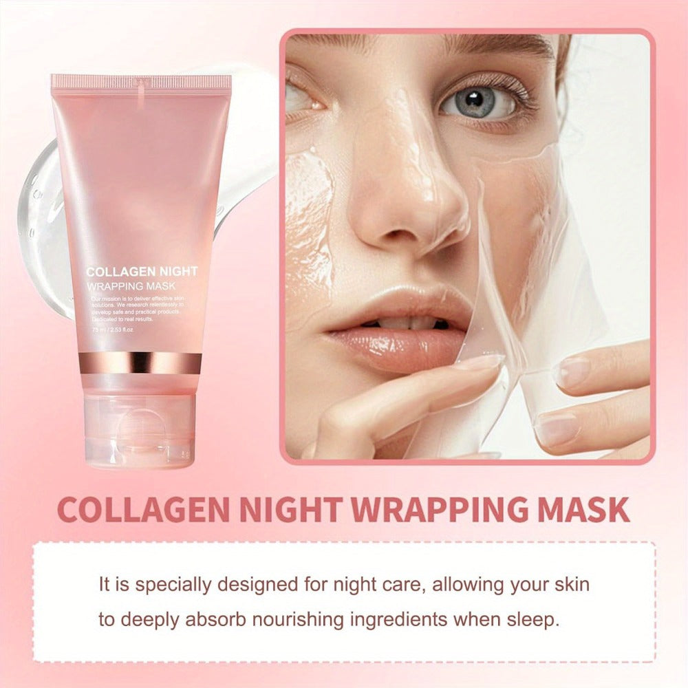 Collagen Night Mask with Brush Overnight Face Mask Hydrating Anti-Aging Sleeping Mask Elasticity Repair Skin Care for All Skin Types - product image 8