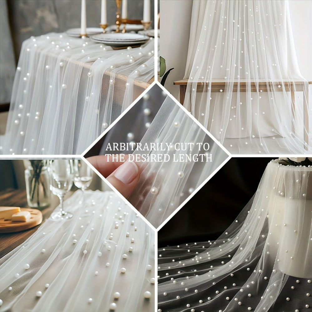 White Pearl Sheer Tulle Fabric Roll 160x300cm – Elegant Organza Mesh for Wedding Backdrop Table Skirt Window Drape Party Decoration Bridal Shower Baby Shower Festive Event Decor - product image 13