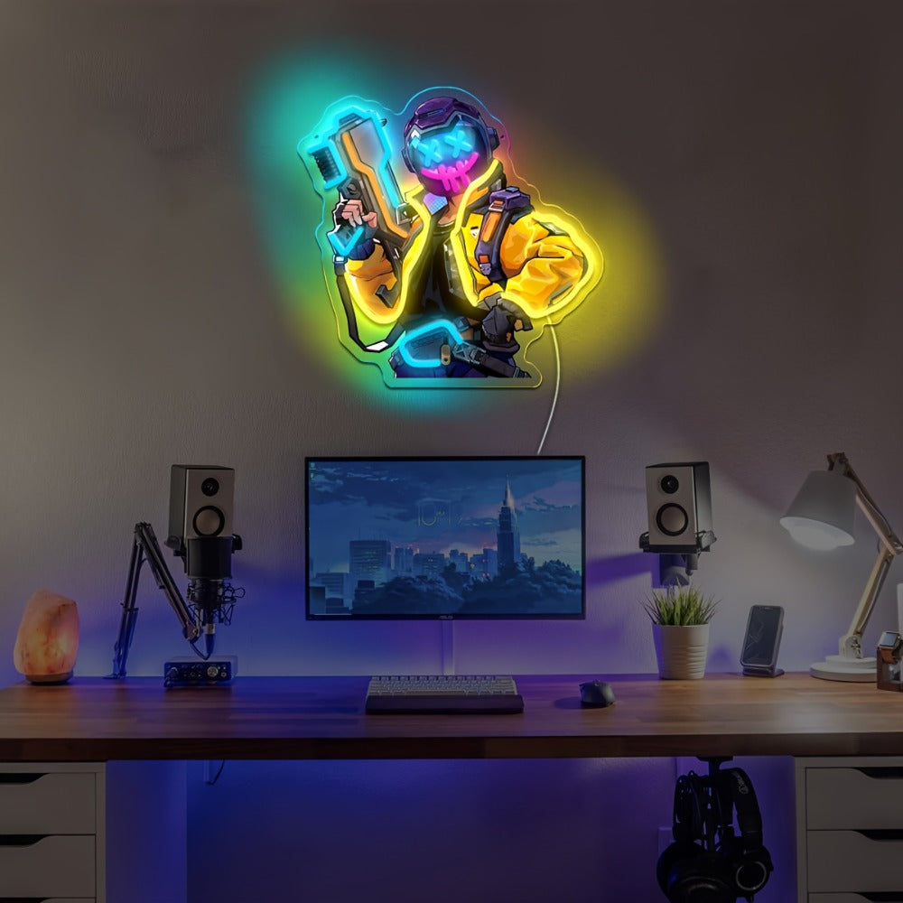 Neon Marksman LED Wall Art - UV Printed USB Powered Sniper Shooter Neon Sign for Game Room, Bar, Man Cave & Bedroom Wall Decor (Colorful / Yellow Sharpshooter) - product image 9