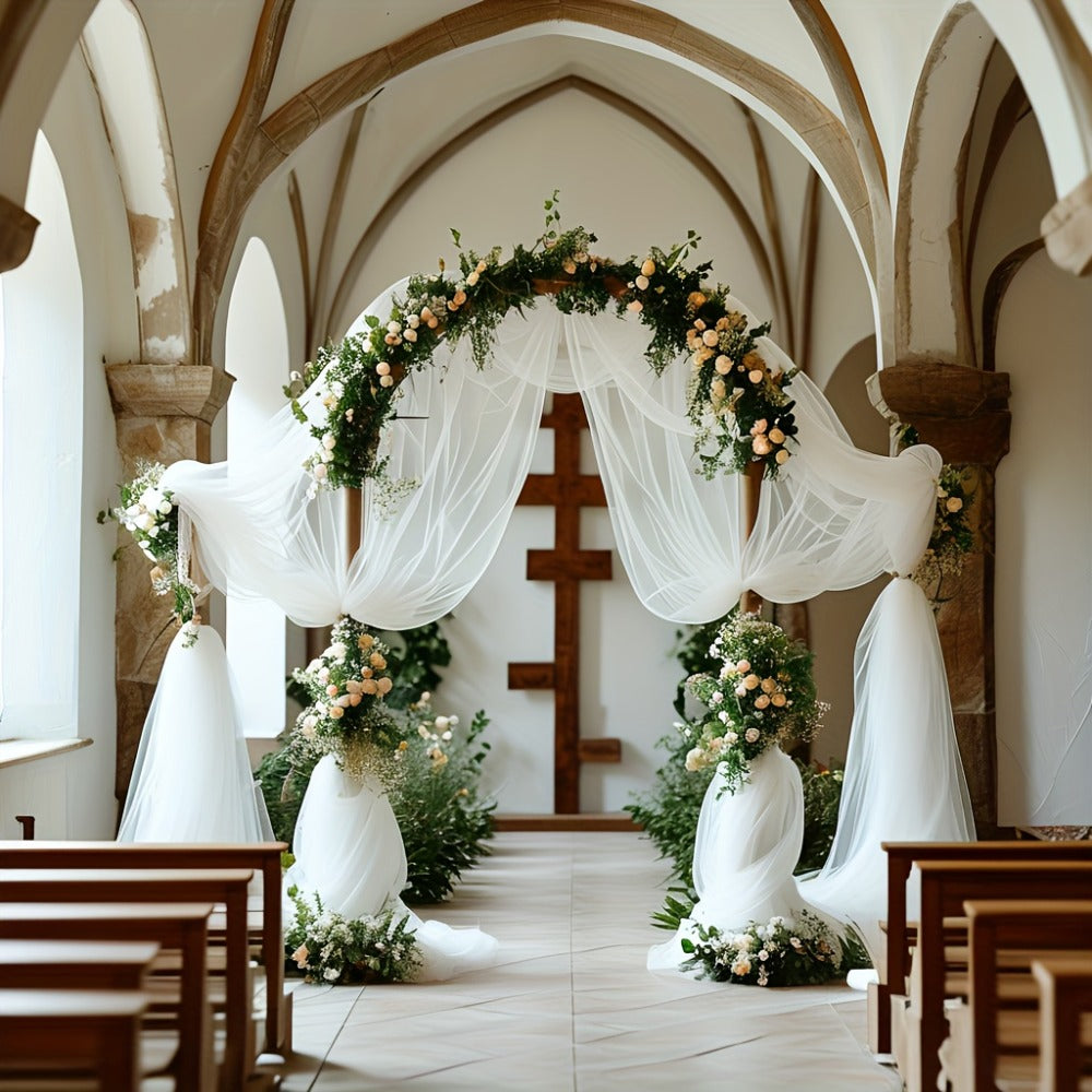 Chiffon Draping Fabric for Wedding Arch 32.8Ft | Sheer Backdrop Curtain for Ceremony, Reception & Bridal Shower Decor, Lightweight Nylon Drape for Party Arch, Birthday & Event Back - product image 5