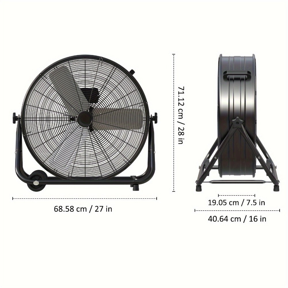 Industrial Drum Fan High Velocity Floor Fan 24 30 Inch | 3-Speed Heavy Duty Metal Air Circulator 360 Tilt Casters ETL Listed | Powerful Warehouse Garage Workshop Patio Commercial F - product image 2