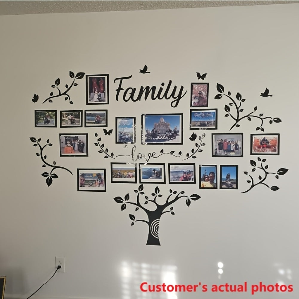 Family Tree Wall Sticker 3D Acrylic Photo Frame Collage – Removable Leaf-Shaped Picture Display with "Family" & "Love" Text, Peel & Stick Living Room Wall Decor, 81.5 x 57.48 Inche - product image 7