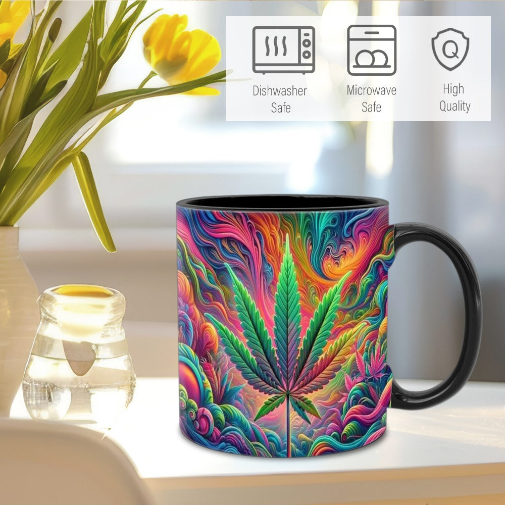 Psychedelic Print Ceramic Mug 11oz – Unique Artistic Coffee Mug for Living Room Office & Cafe | Cool Gift for Friends | Novelty Tea Cup with Bold Colorful Design - product image 4