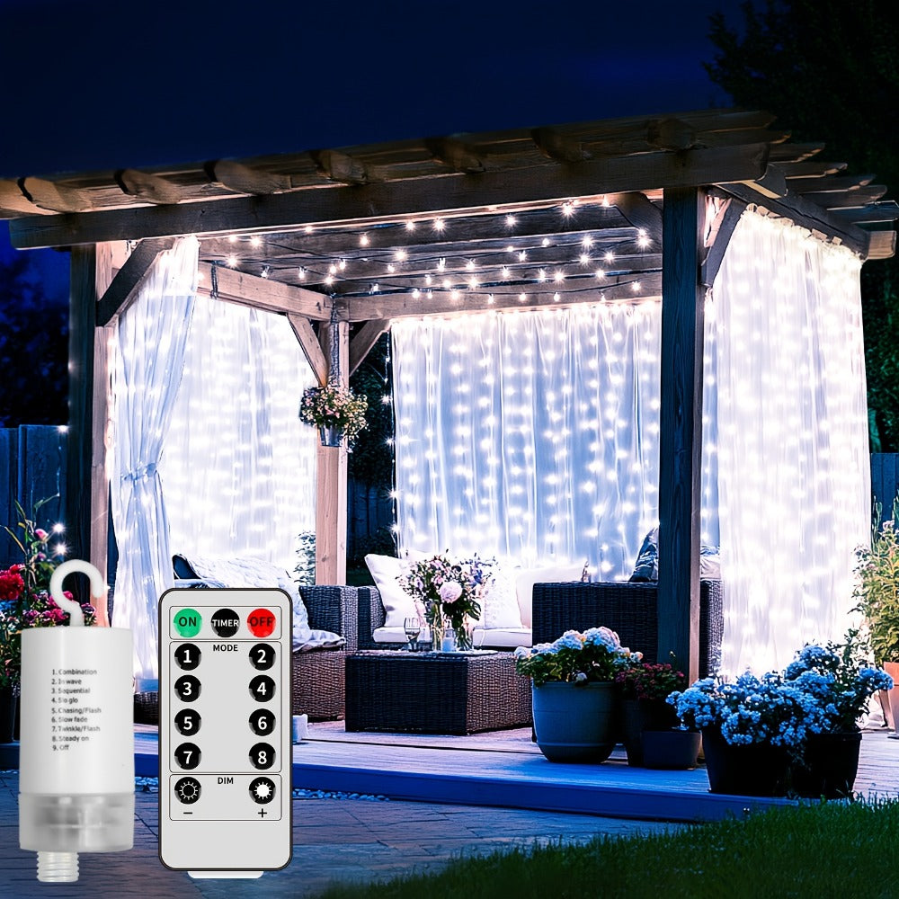 Curtain Lights for Gazebo Outdoor, 330 LED 10ft x 10ft Waterfall Fairy Lights Battery Operated with Remote, IP65 Waterproof Hanging String Lights with 8 Modes for Bedroom Porch Pat - product image 14
