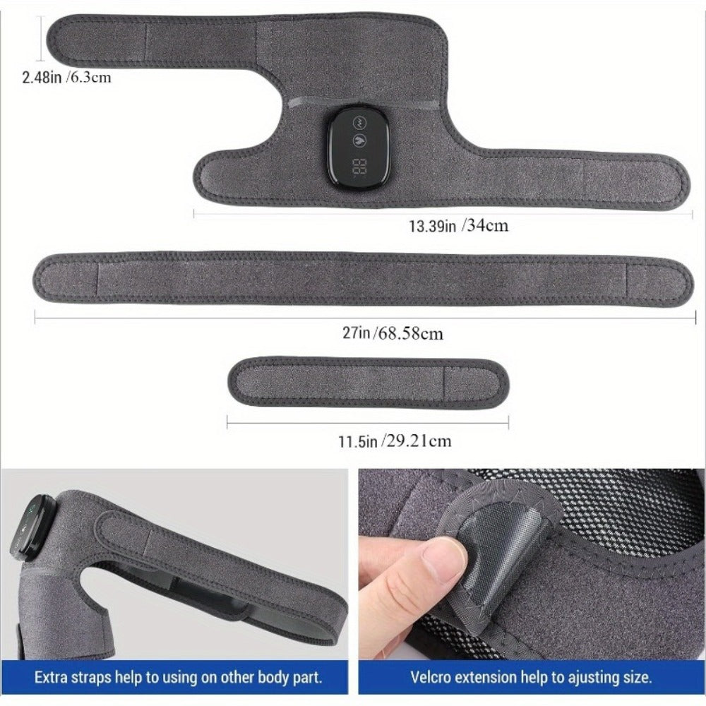 Heating Knee Massager 3-in-1 Wireless Vibrating Knee Brace - Electric Heating Pad with Vibration Massage for Knee, Shoulder & Elbow Pain Relief, Universal Fit, Gray - product image 7