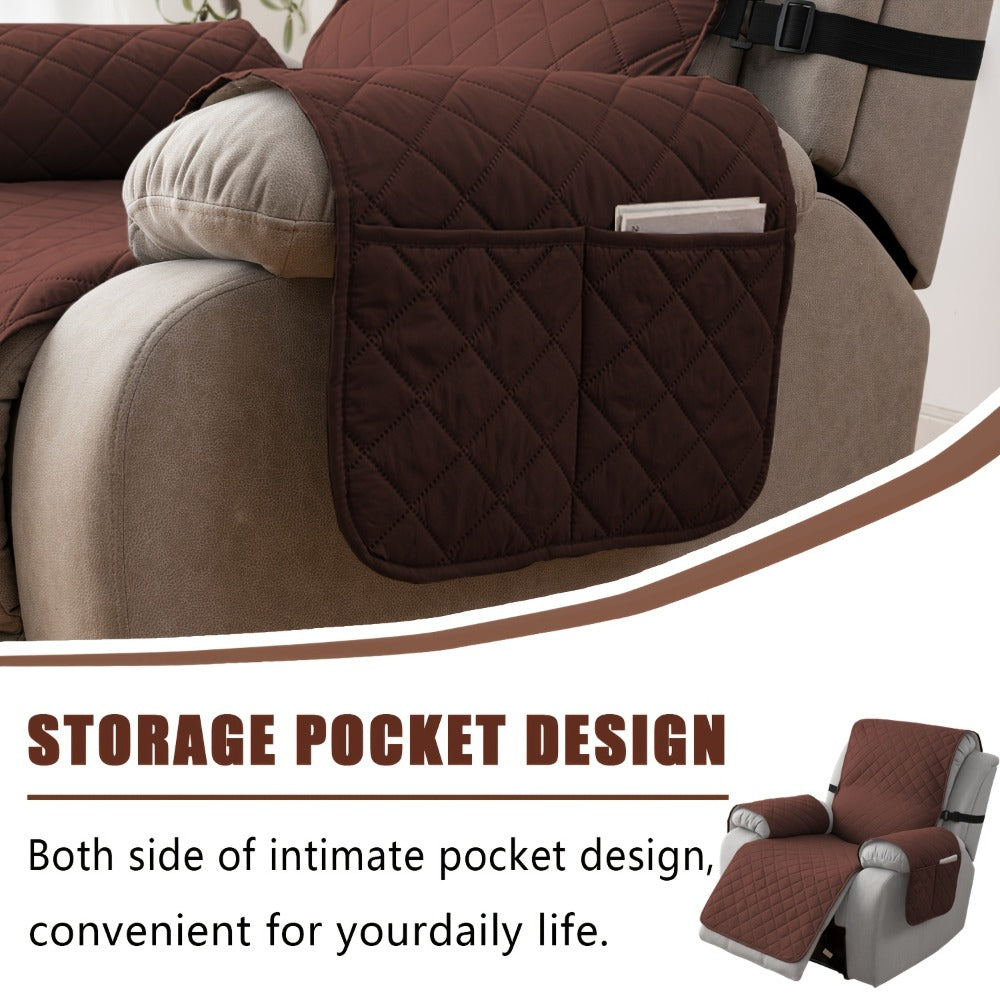 Chenille Knit Recliner Chair Cover Non-Slip Elastic Straps Drawstring Closure Pet Furniture Protector for Large Recliner 8 Colors - product image 20