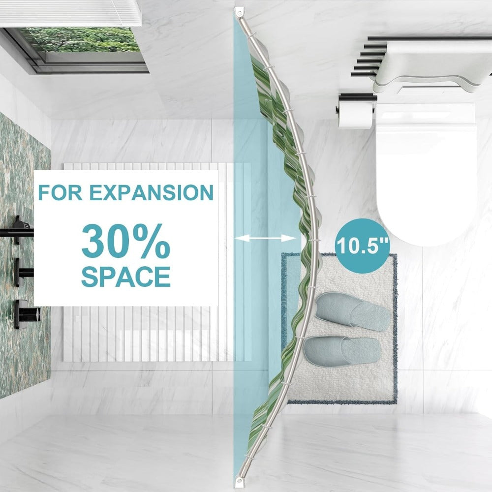 Curved Shower Curtain Rod Adjustable 43-72 Inch - Rustproof Aluminum Tension Mount No Drilling Extra Space Shower Rod for Bathtub Stall | Black Bronze Chrome Brushed Nickel | Bathr - product image 4