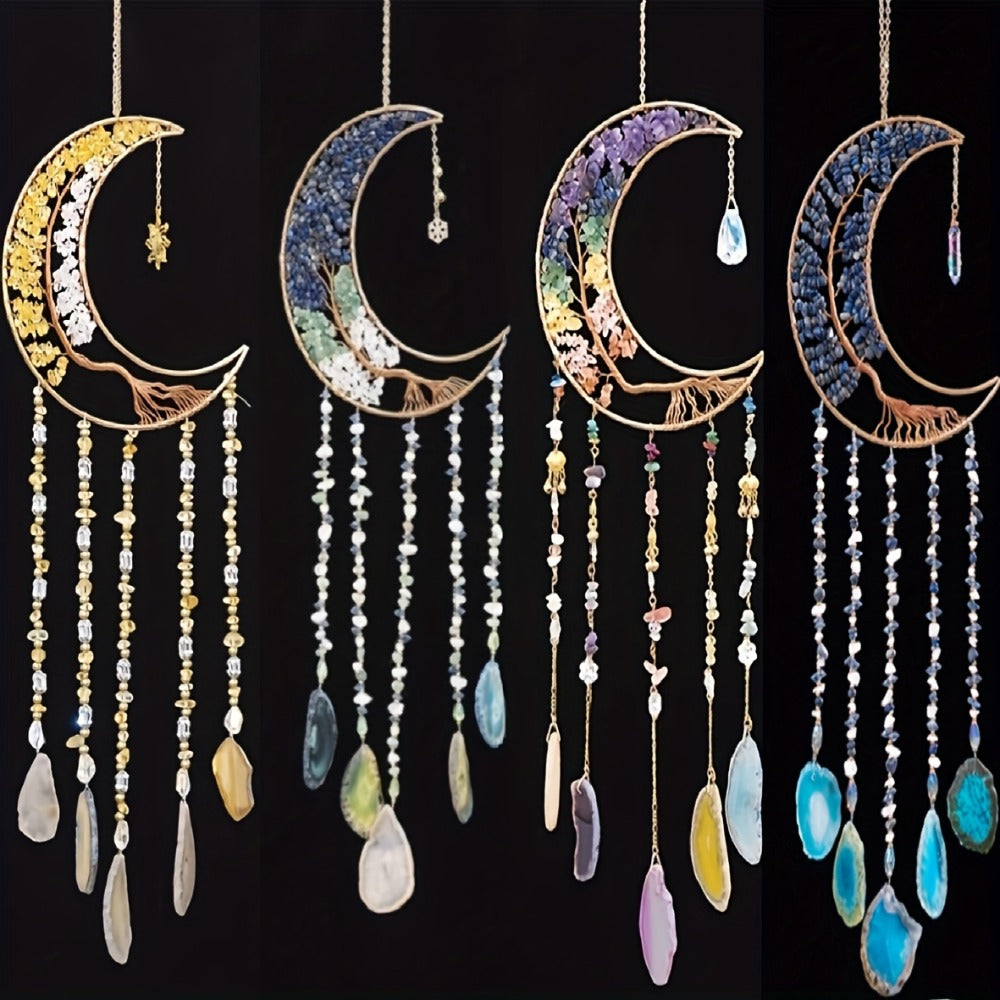 Dreamcatcher Moon Suncatcher Wall Hanging – Handmade Boho Wind Chime Pendant for Indoor Outdoor Garden, Courtyard & Party Decor – Christmas & Birthday Gift - product image