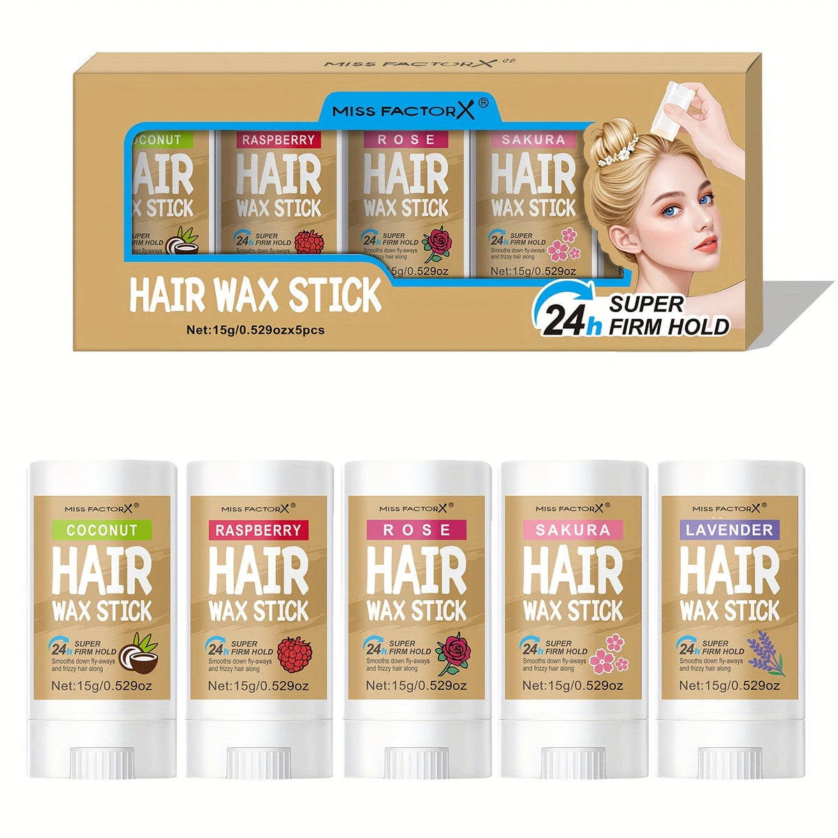 Hair Wax Stick 5 Pack Flyaway Control Edge Control with Jojoba Oil – Fragrance Free Non-Greasy Strong Hold Slick Back Styling Wax for Women Men All Hair Types - product image 21