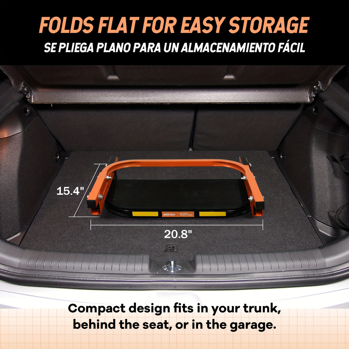Heavy Duty Foldable Tire Step With Anti-Slip Texture, Adjustable Height, 300/650 LBS Load Capacity, Fits Tires Up To 13.5" & 15" Wide, Portable Roof Rack - product image 6