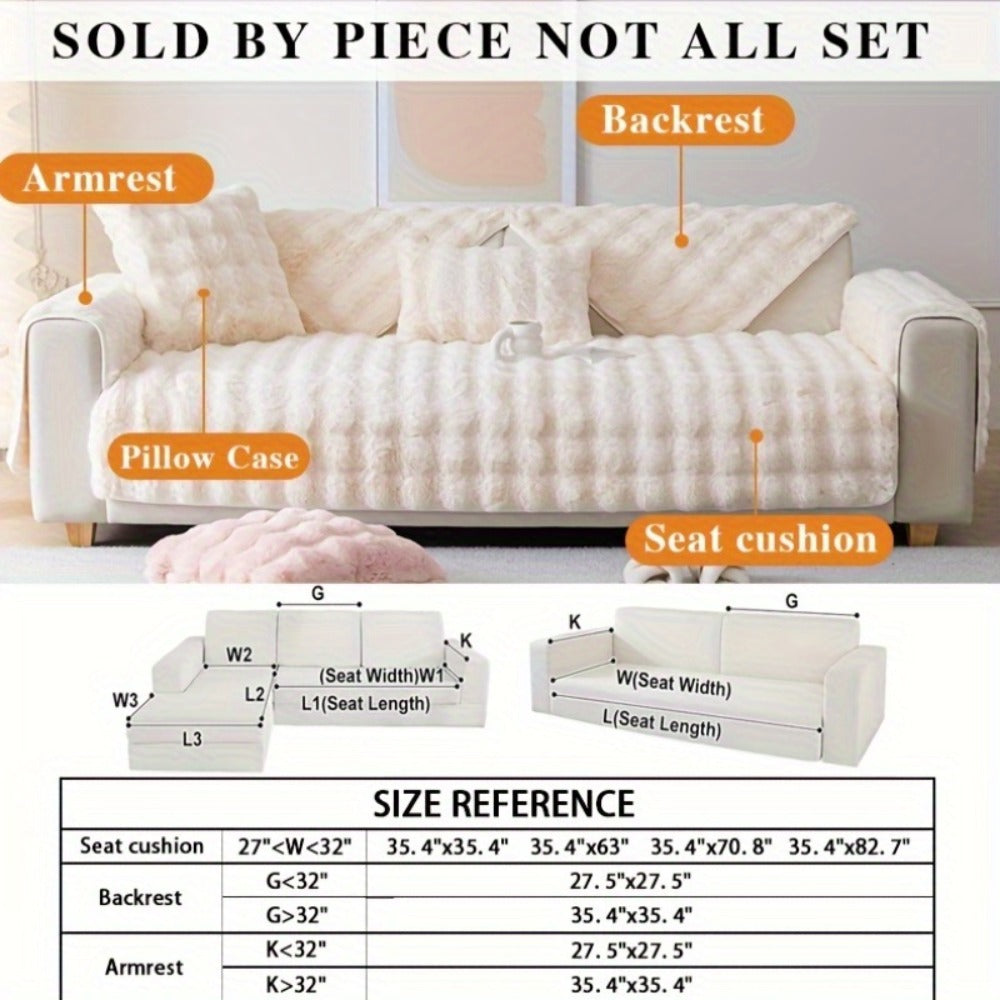 Faux Rabbit Plush Sofa Cover Winter Warm Thickened Anti-Slip Pet Friendly Cushion Protector for Living Room Bedroom Office 1 2 3 4 Seater - product image 8
