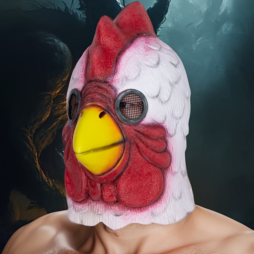 Funny Chicken Animal Costume Mask with Realistic Combs & Wattle for Halloween Parties, Carnivals, Cosplay & Themed Events, One Size Fits Most Adults, Humorous - product image