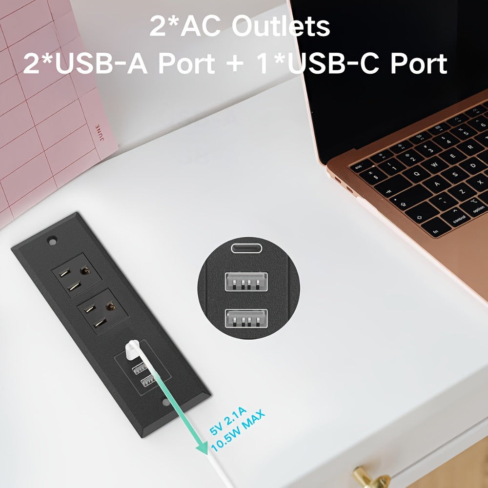 Recessed Power Strip Flush Mount Desk Outlet with USB-C & USB-A Ports In-Desk Power Grommet for Conference Room Office Table Furniture 1.5m Cord - product image 11