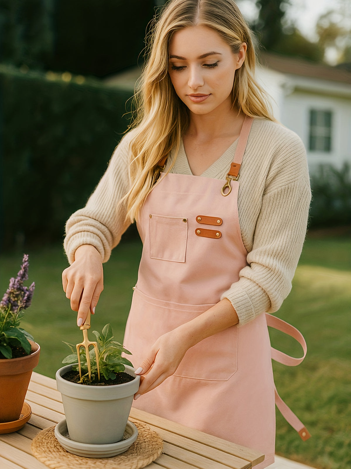 Festive Multi-Use Apron 12OZ Canvas Tool Apron With 3 Pockets - For Cooking, Gardening, Coffee Making, Thanksgiving & Christmas Gift Idea - Unisex Adjustable - product image 5
