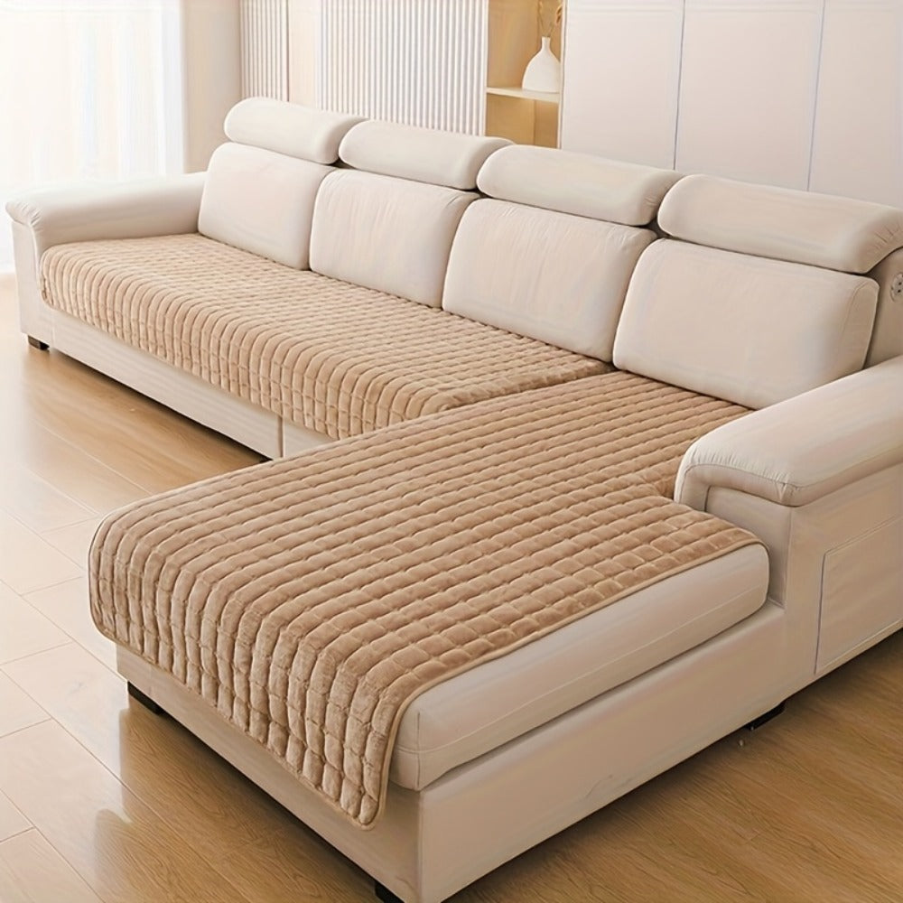 Quilted Flannel Velvet Sofa Cover 2pcs Set | Luxurious Jacquard Couch Cover, Soft Furniture Protector, Pet Friendly Machine Washable, All Season, Living Room Bedroom Office - product image 7