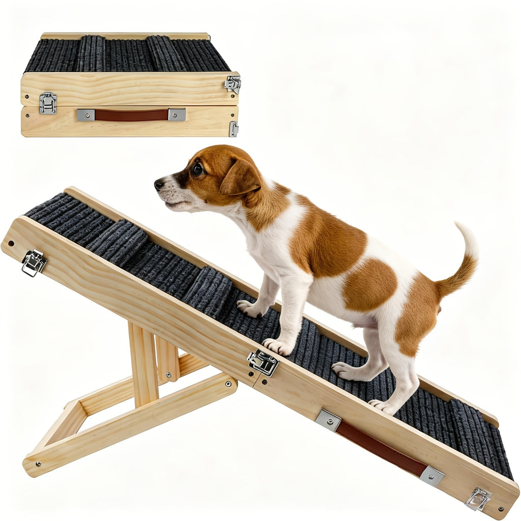 Collapsible Dog Ramp for Couch & Bed – 21 Inch, Non-Slip Pad & Wood Base, Travel-friendly Pet Stairs for Small Dogs, Puppies & Senior Dogs, Hassle-free Carry - product image 5