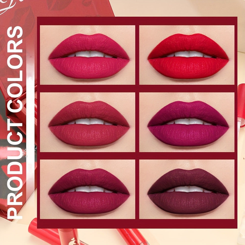 Red Lip Glaze Gift Set 6pcs in Elegant Box — Long-Lasting Smudge-Proof Glazed Finish, Smooth Paste Formula, All-Day Wear Versatile Lip Color for Beginners & Beauty Lovers, Holiday  - product image 3