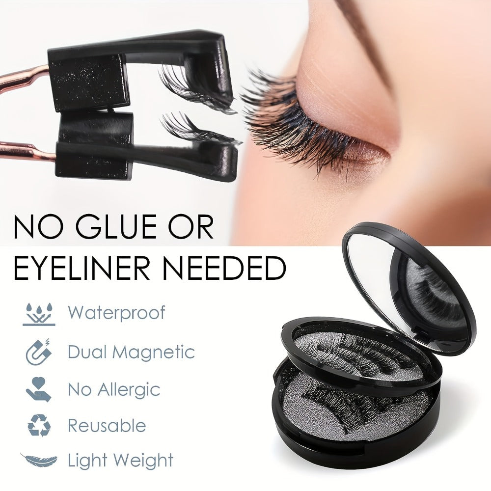 Waterproof 3D Magnetic Lashes 8Pcs Reusable Double Strip False Eyelashes Set with Clips & Glue – Natural Look for Women, Daily Wear, Parties & Special Occasions - product image 13