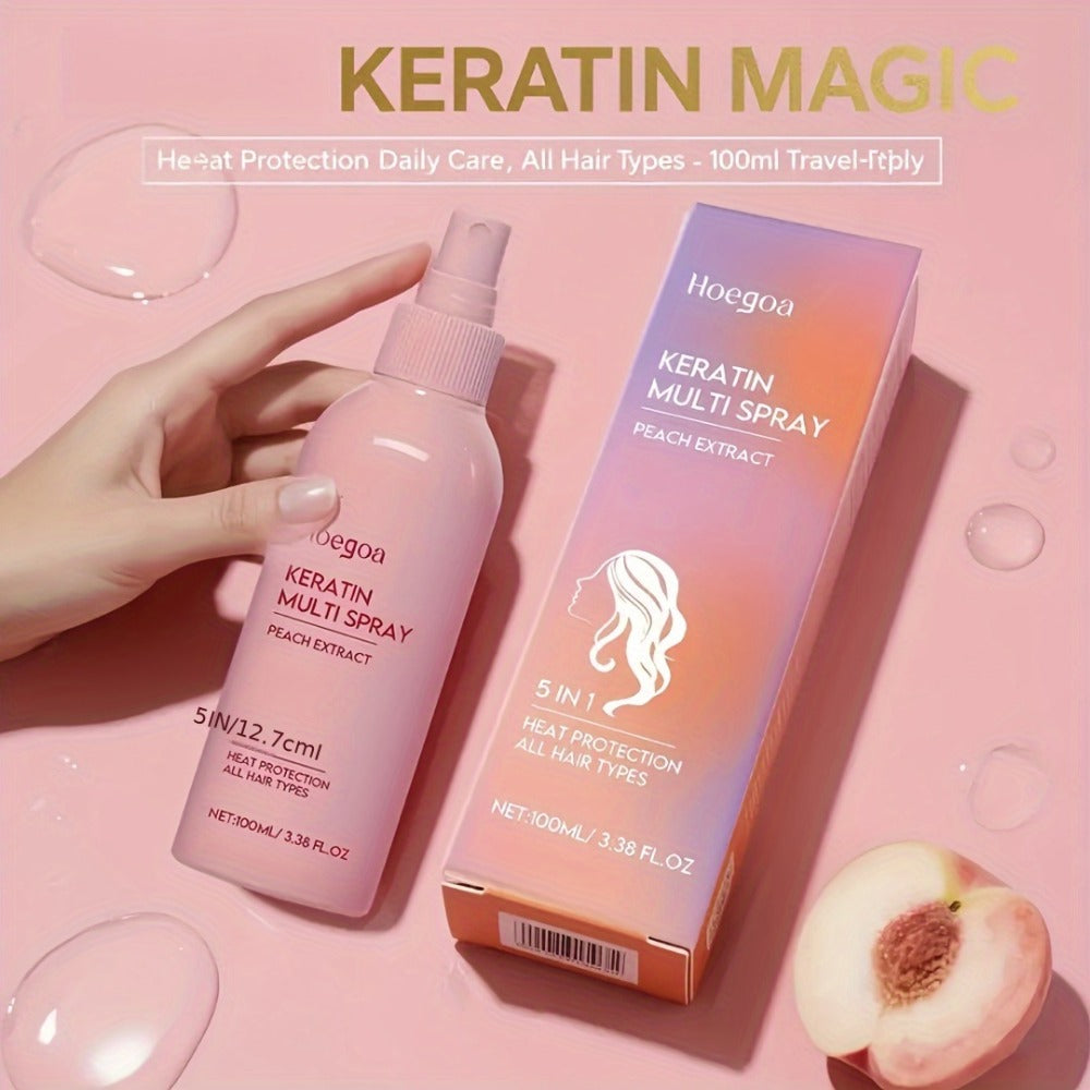 Leave-In Conditioner Spray 2 Pack — Fruity Peach Scent No-Rinse Hydrating Hair Spray with Heat Protection, Moisturizing Fluffy Styling, Glycerin Formula for Normal Hair Women - product image 2