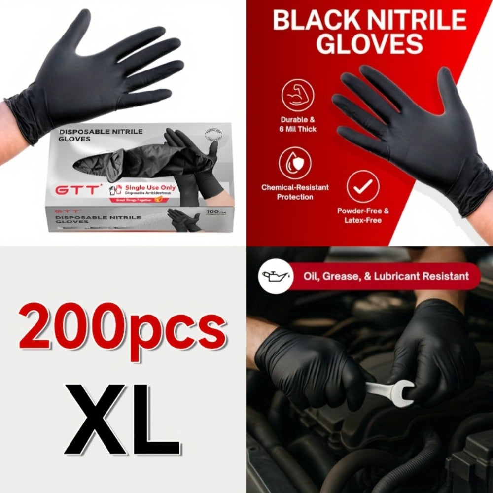 Nitrile Disposable Gloves 200 Count, Black Latex-Free Powder-Free Exam Gloves, Touchscreen Compatible, Chemical Resistant, Flexible Form-Fitting for Kitchen Automotive Industrial M - product image 9