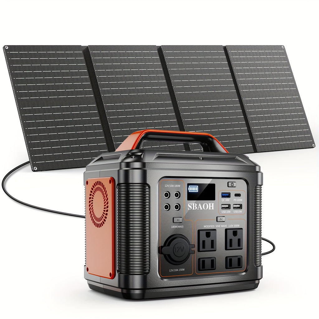 Power Station W/100W PD Fast Charging, 13 Outlets, Digital Display, 150W 155Wh, 296Wh Solar Generator Lithium-ion Battery for Travel Solar Lights, Camping - product image