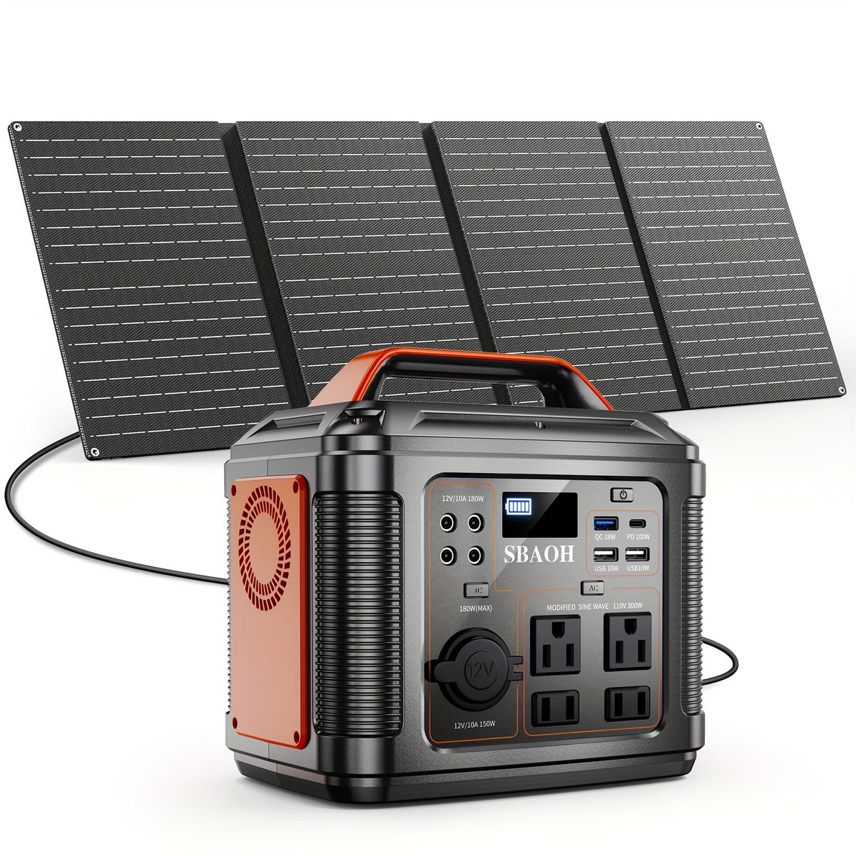 Power Station W/100W PD Fast Charging, 13 Outlets, Digital Display, 150W 155Wh, 296Wh Solar Generator Lithium-ion Battery for Travel Solar Lights, Camping - product image